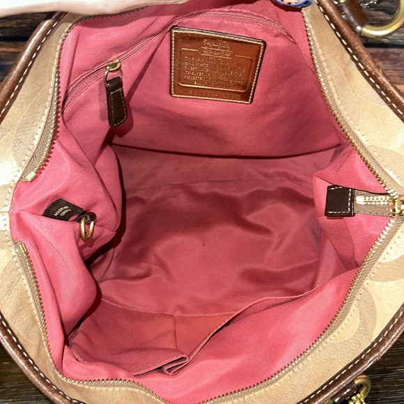 Coach Beige/Brown Op Art Canvas and Leather Julianne Hobo! In Great Condition! - Picture 10 of 12